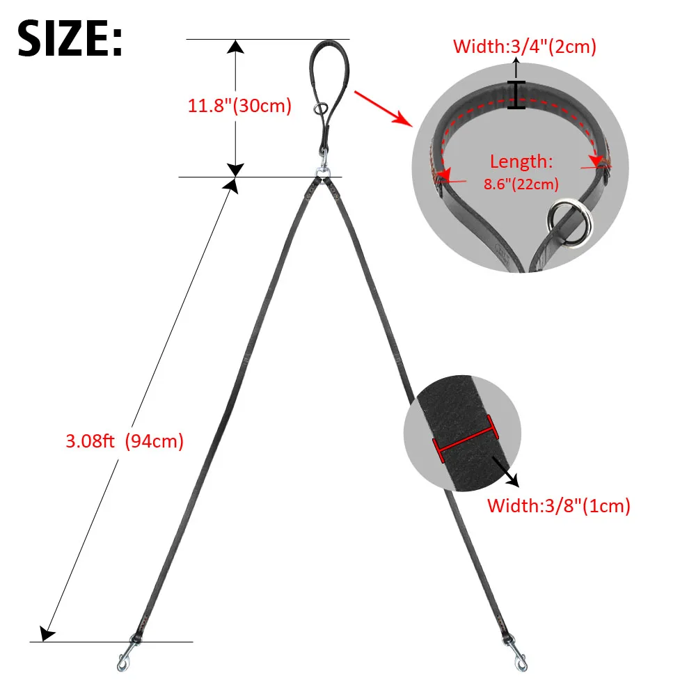 2 Ways Dog Leash Double Two Pet Leather Leads NoTangle Coupler With Handle for Walking and Training 2 Small Medium Dogs - Image 5