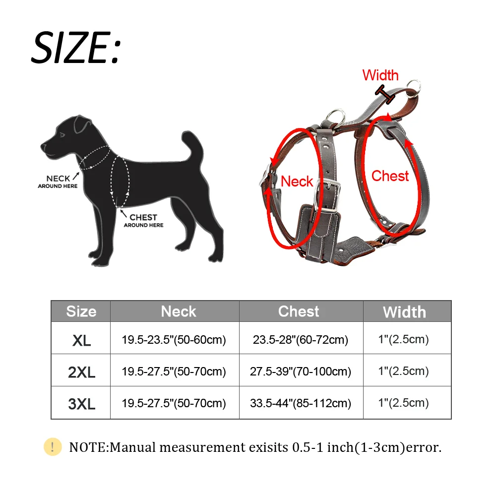 Durable Dog Harness Large Dogs Genuine Leather Harnesses Pet Training Vest With Quick Control Handle For Labrador Pitbull - Image 2