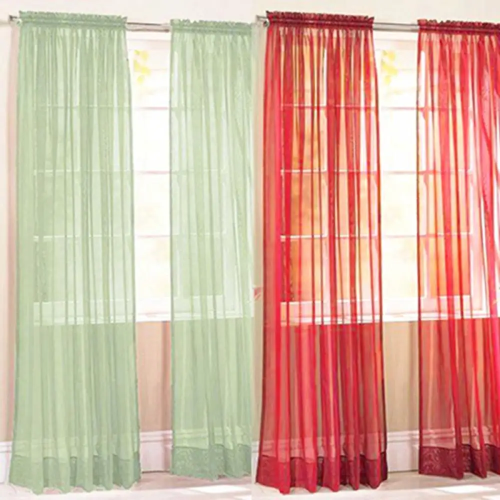 Yarn Sheer Window Valance Curtain Living Room Pure Color Bedroom Home Wedding Curtain Decor - Image 2