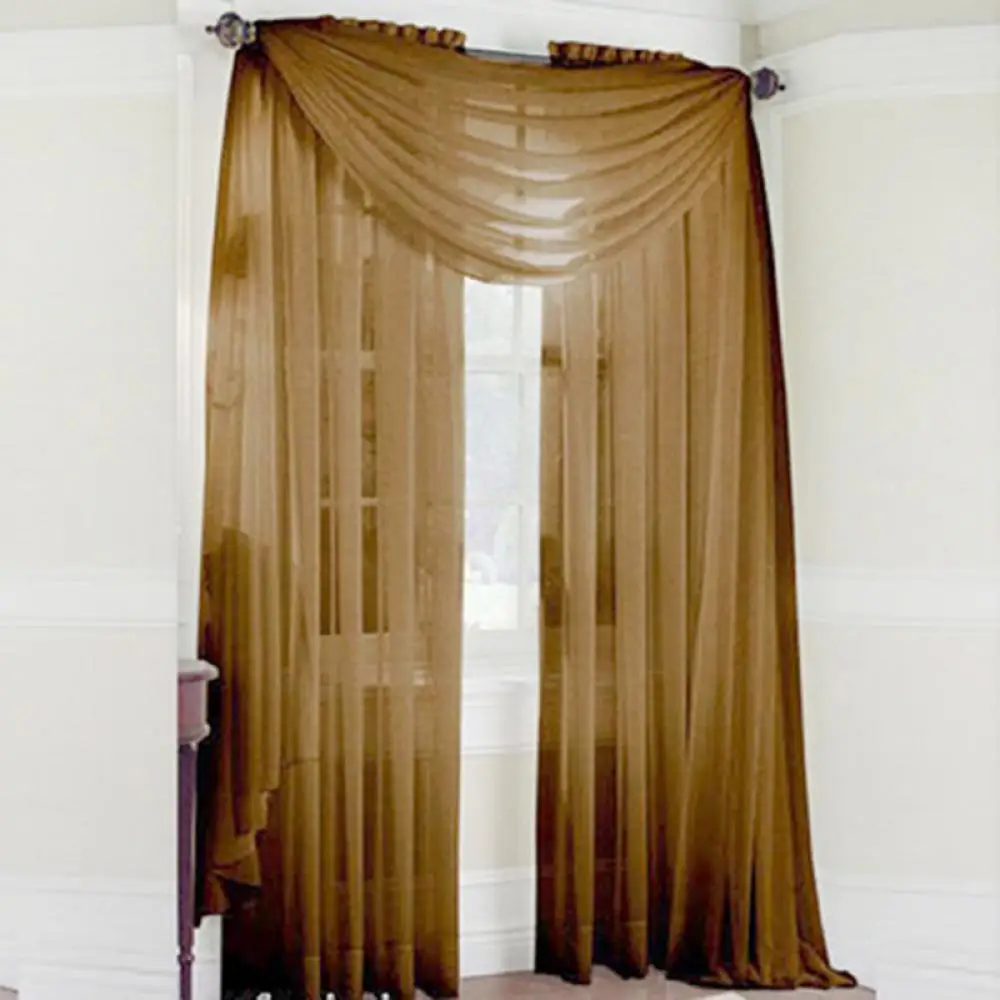 Yarn Sheer Window Valance Curtain Living Room Pure Color Bedroom Home Wedding Curtain Decor - Image 4