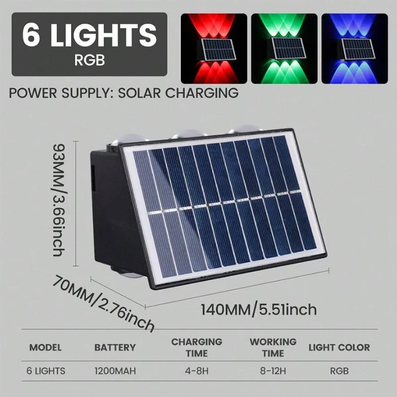 Solar Wall Lamp Outdoor Solar LED Light Waterproof Up And Down Luminous Lighting Balcony Yard Garden Decoration Lights - Image 10