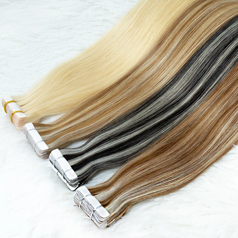 Straight Tape In Human Hair Extensions Natural Hair Extensions 100% Skin Weft Adhesive Glue On For Salon High Quality 18"-30" - Image 6