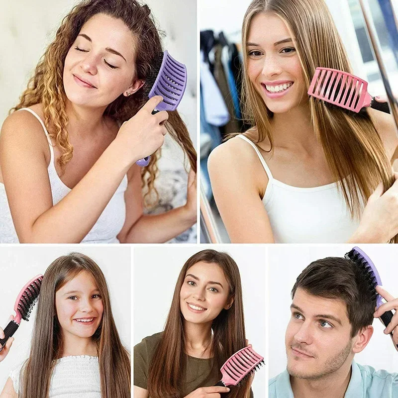 Hair Brush Scalp Massage Comb Hairbrush Boar Bristle Nylon Women Wet Curly Detangle Hair Brush Salon Hairdressing Styling Tool - Image 4