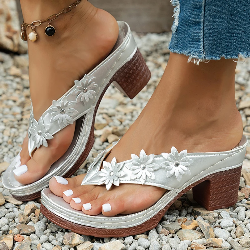 Women's Sandals 2025 Summer Shoes Woman High Heels Sandals New Flip Flops Women Heeled Sandals Summer Footwear Outdoor Slippers - Image 6