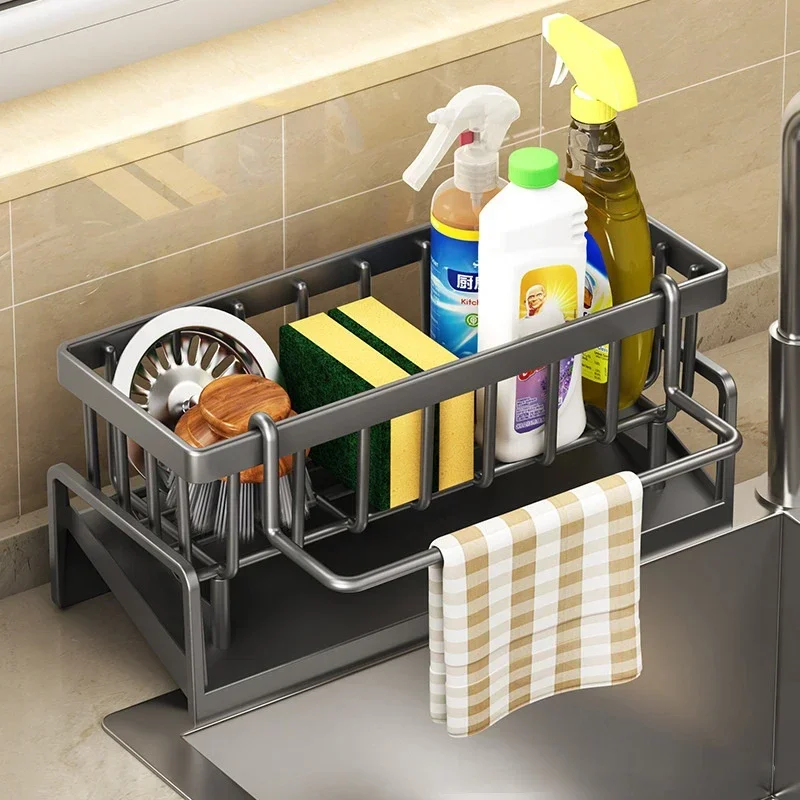 Kitchen organizer storage Multifunctional Sponge Rack Drainer Kitchen Shelf Sink Rag Dishwashing Detergent Dishcloth Organiser