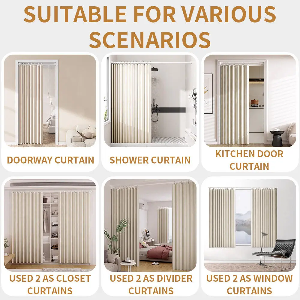 Closet Curtains, Accordion Style Door Curtains for Doorways, Pleated Folding Doors Curtain for Closet and Room Divider - Image 6
