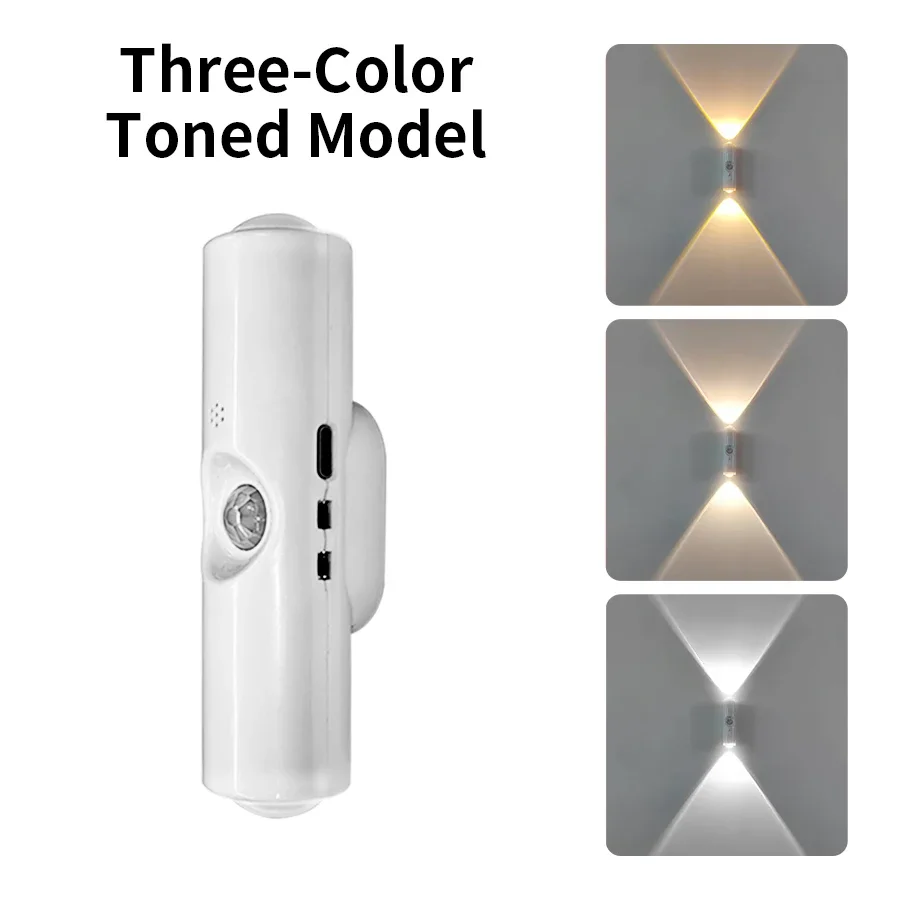 Double-head LED Night Light with Motion Sensor RGB Rechargeable Magnetic Wall Lamp Mood Ambient Light for Cabinet Hallway Stair - Image 7