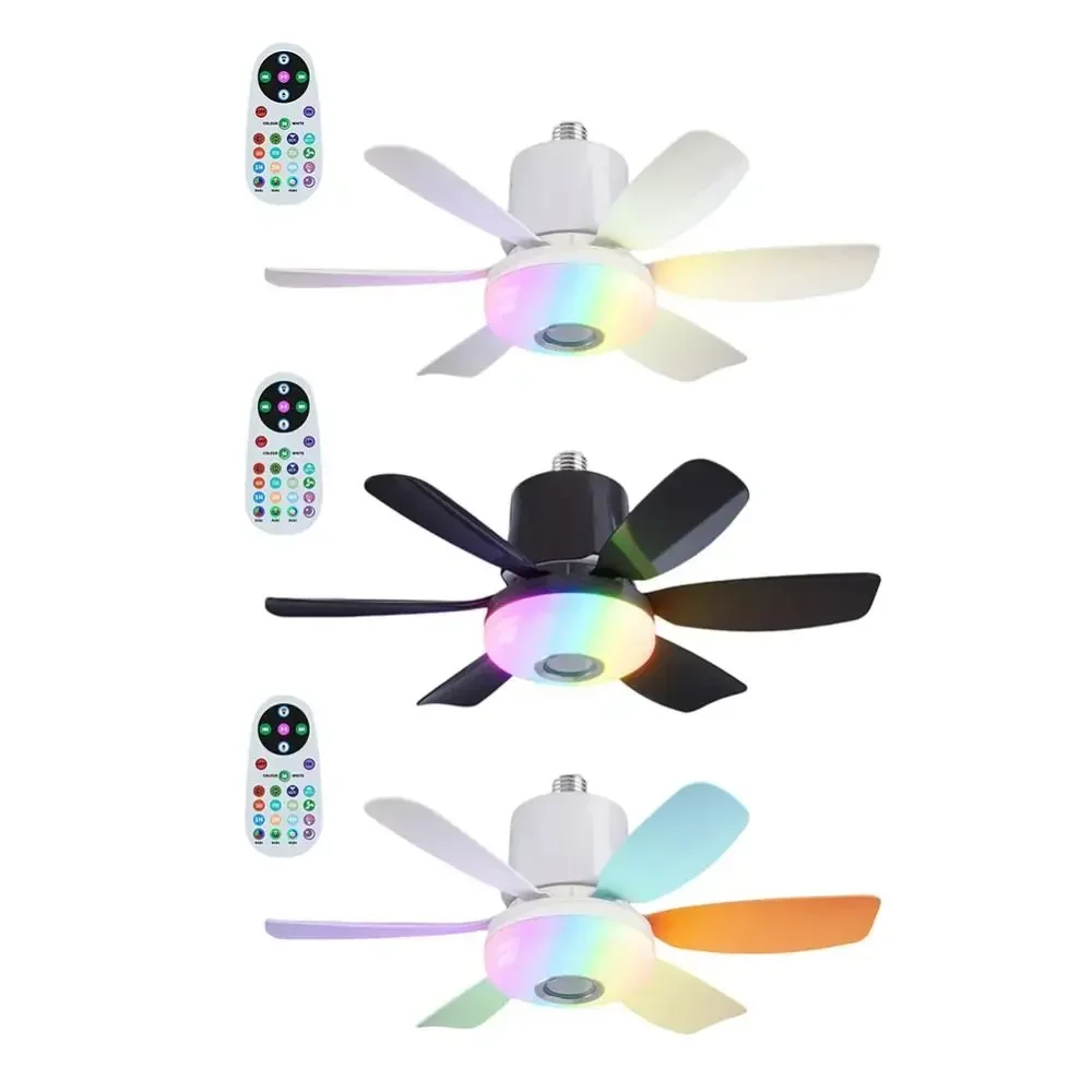 RGB Ceiling Fan Light with Bluetooth Music Remote Control LED Electric Cordless Fan Eye Protection Speed Adjustable for Bedroom - Image 3