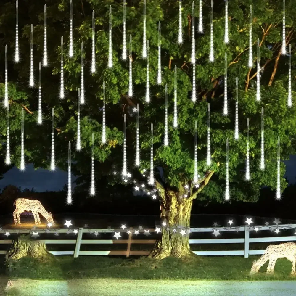 30/50cm USB LED Meteor Shower Lights Falling Rain Drop Fairy String Light for Christmas Party Garden Holiday Decorations - Image 3