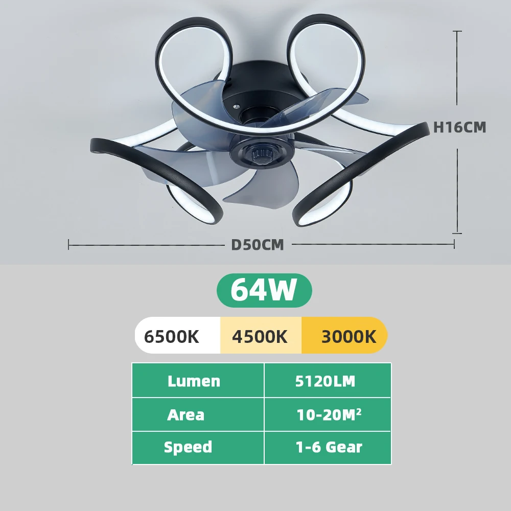 IRALAN Ceiling Fans with Lights Low Profile Ceiling Fan with Light and Remote LED Bladeless Stepless Dimmable for Bedroom - Image 8