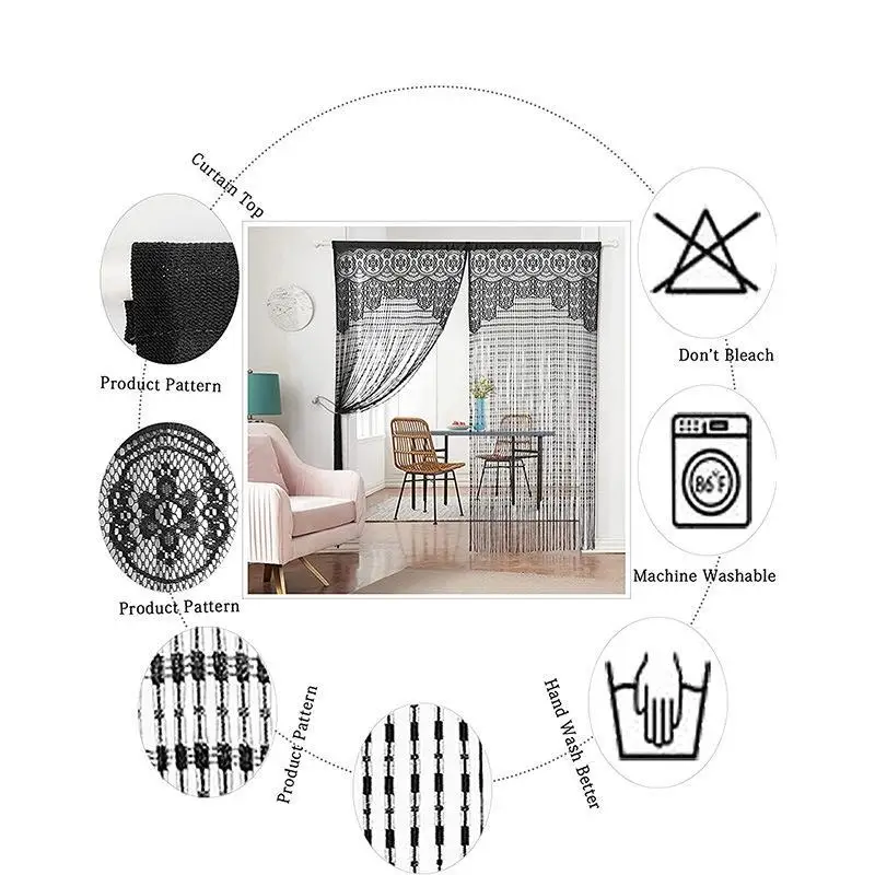 Curtains, Door Curtains, Wedding Homes, Showcase Windows, Hotel Partition Curtains, Hot Selling Tassel Thread Curtains - Image 5