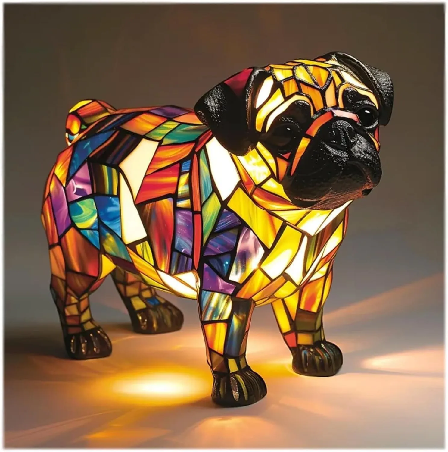 LED Corgi Lamp And Pug Lamp Dog Series Art Night Light Stained Resin French Tabletop Night Light Cute Pet Dogs Desktop Decor - Image 20