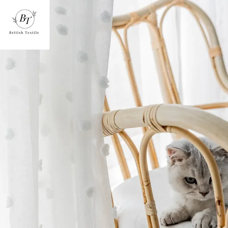 Modern Curtains for Living Dining Room Bedroom Three-dimensional Window Screen Nordic Simple White Wave Point Tulle - Image 2