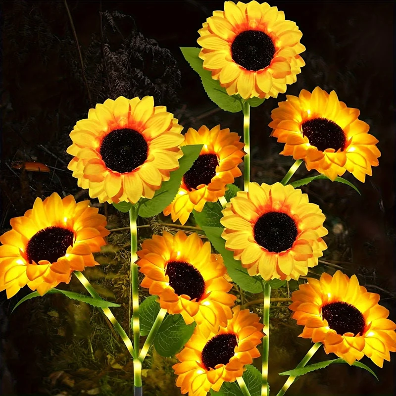 Outdoor Garden Yard Lawn Light Fairy Lights 1/3 Head LED Solar Sunflower Lawn Lights Landscape Garden Home Wedding Decoration