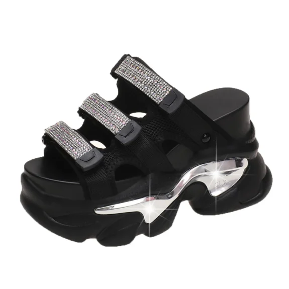 Summer Women Slippers Flip-Flops Ladies Beach Bling Chunky Shoes Wedge Heels Outside Sandals Woman High Platform Slippers 10.5CM