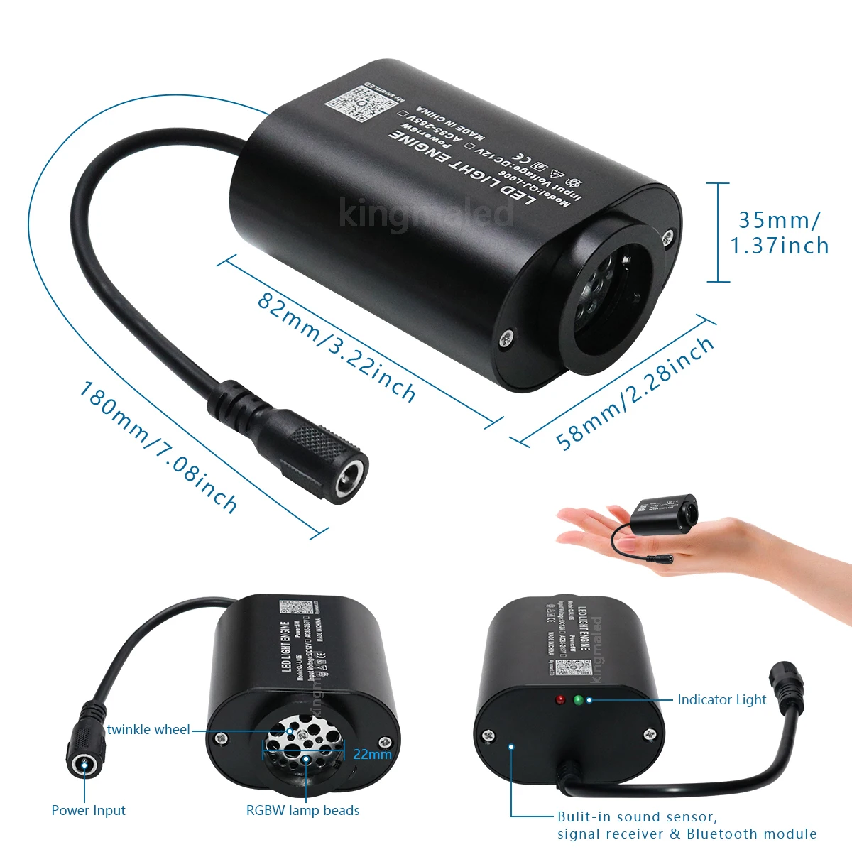 DC12V Mini 6W Twinkle RGBW Fiber Optic Star Ceiling Lights Kit APP Sound Control LED Engine for Car Starry Sky Fiber Optic Light - Image 2