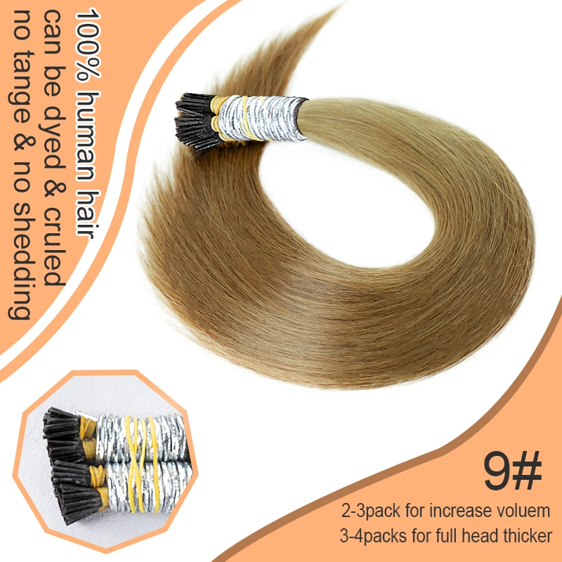 Raw Virgin Keratin Itip Hair Extensiones De Cabello 100% humano Remy Russian Remy Straight I Tip Natural Human Hair Extensions - Image 8