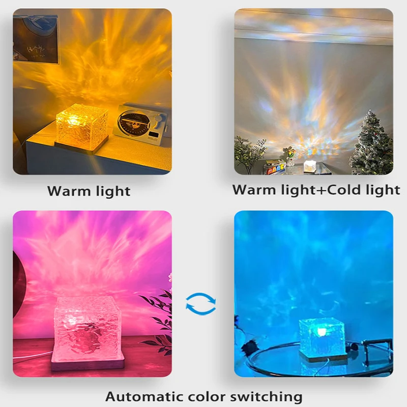 Ocean Wave Night Light Galaxy Projector Usb RGB Led Lights 3D Crystal Night Lights For Bedroom Desk Dynamic Rotating Light - Image 3