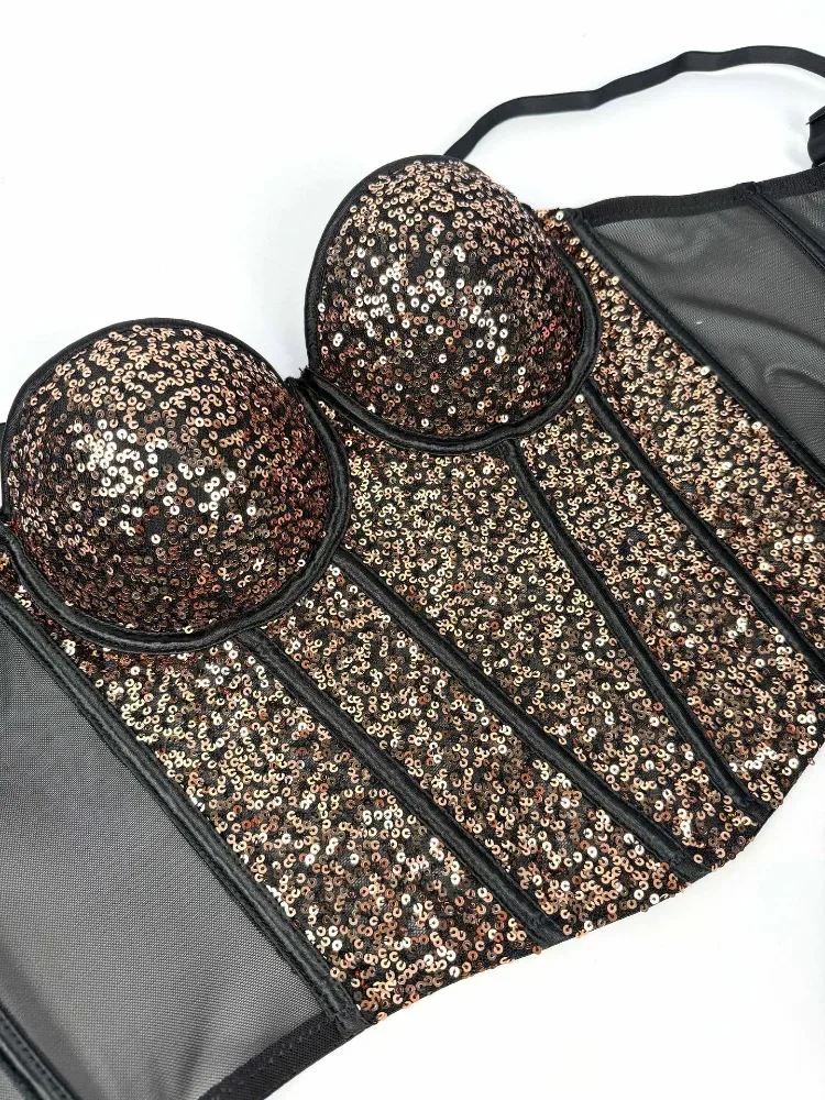 Fashion Clothes Sequin Sexy T-shirts T Shirt Hotsweet Y2k Top Tank Top Women Clothing Camis Tees Party Club Stage Show Corset - Image 3