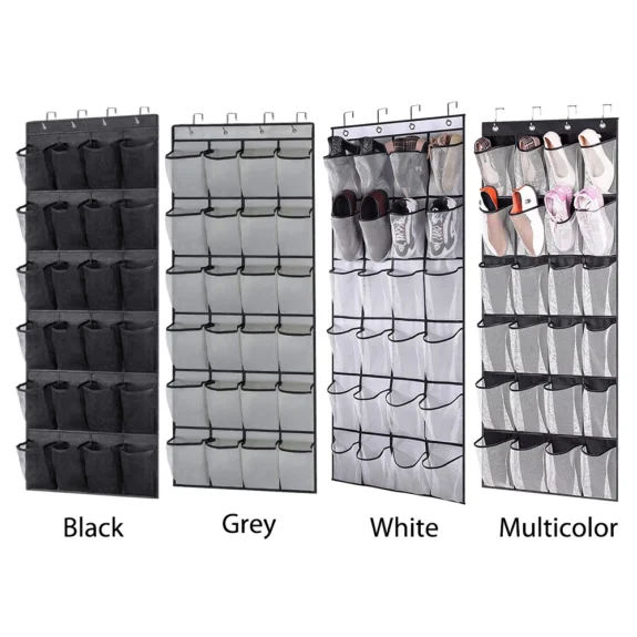 24 Pockets Wall Storage Bag Nonwoven Hanging Shoe Organiser Rack Behind Doors Clear View Pocket Room Shoes Slippers Storage Bag
