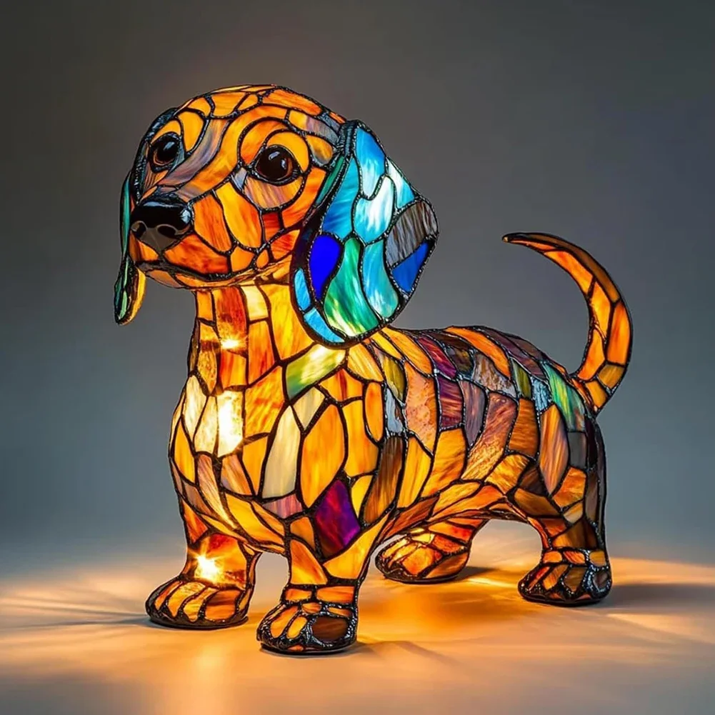 LED Corgi Lamp And Pug Lamp Dog Series Art Night Light Stained Resin French Tabletop Night Light Cute Pet Dogs Desktop Decor - Image 27
