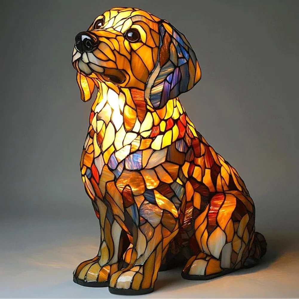 LED Corgi Lamp And Pug Lamp Dog Series Art Night Light Stained Resin French Tabletop Night Light Cute Pet Dogs Desktop Decor - Image 11