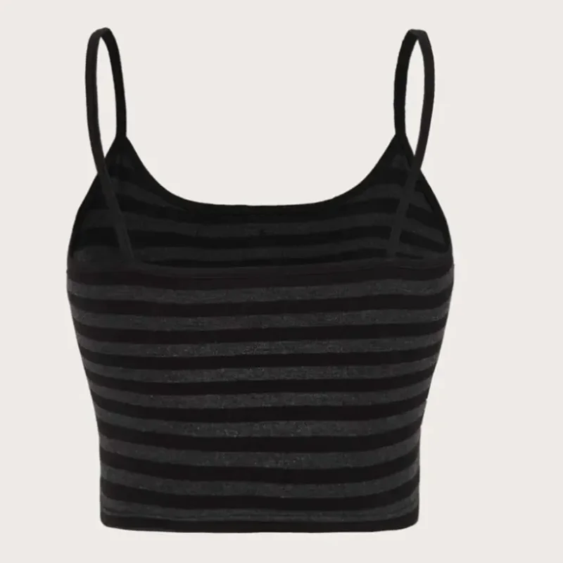 2025 Women's Summer Y2K Goth Punk Crop Top - Striped Button Sleeveless   High Street Fashion Streetwear - Image 4