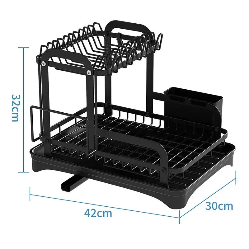 Kitchen Dish Storage Rack Multifunctional Countertop Organizer with Drainer for Bowls and Utensils Space Saving Home Essentials - Image 7