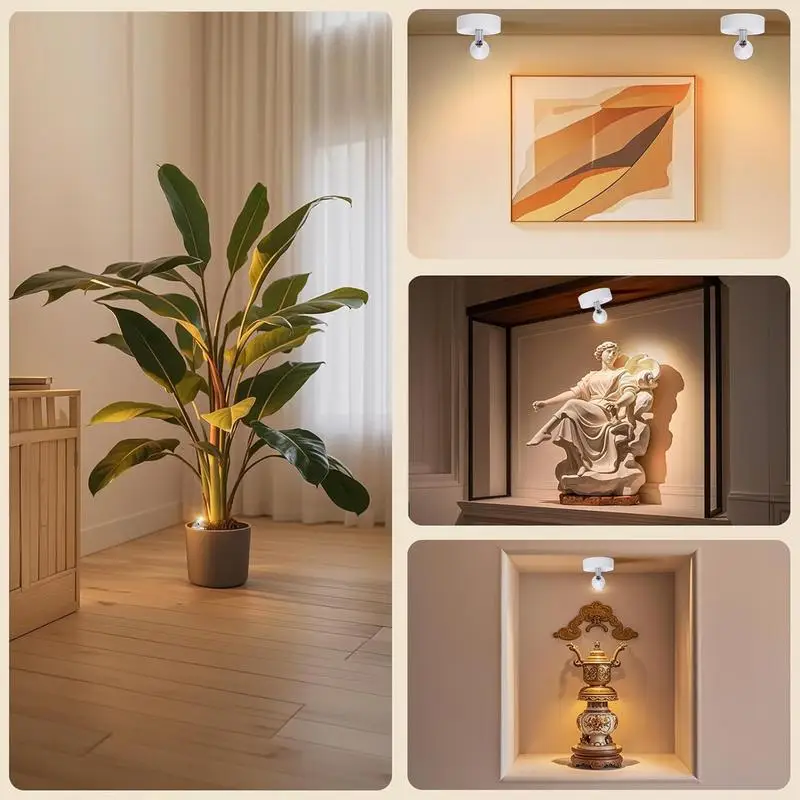Remote Control Spotlight Rotatable Indoor Uplighting for Art Plants Rechargeable Accent Spotlights Battery Powered Ambient Light - Image 2