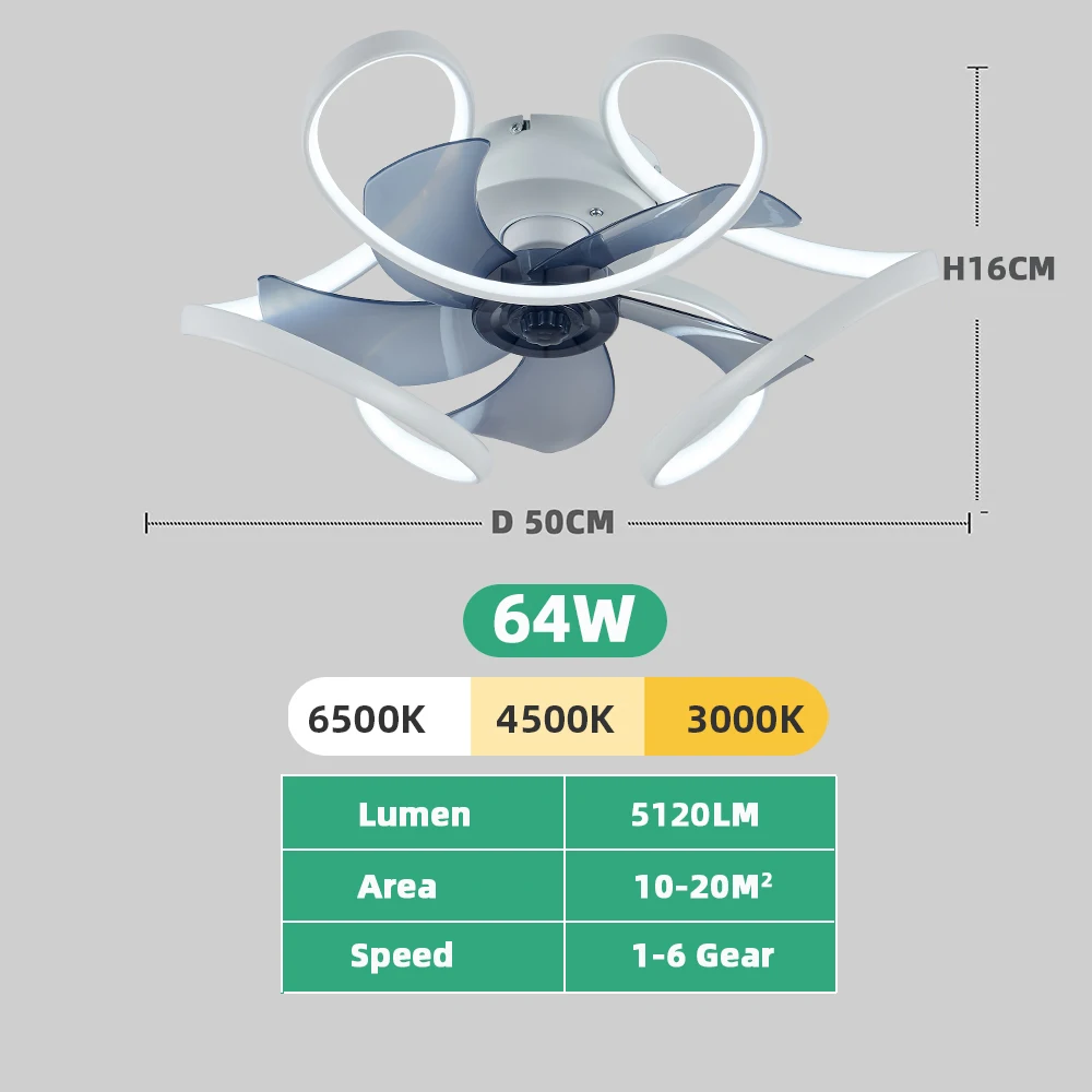 IRALAN Ceiling Fans with Lights Low Profile Ceiling Fan with Light and Remote LED Bladeless Stepless Dimmable for Bedroom - Image 7