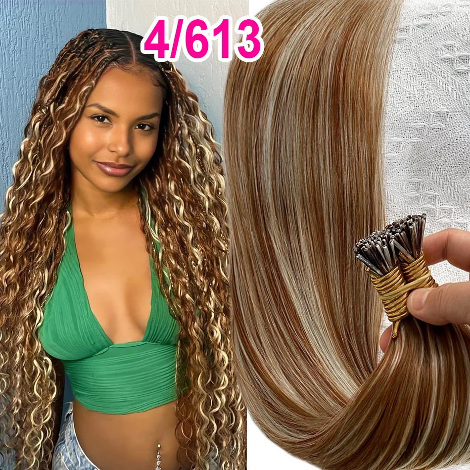 Raw Virgin Keratin Itip Hair Extensiones De Cabello 100% humano Remy Russian Remy Straight I Tip Natural Human Hair Extensions - Image 12