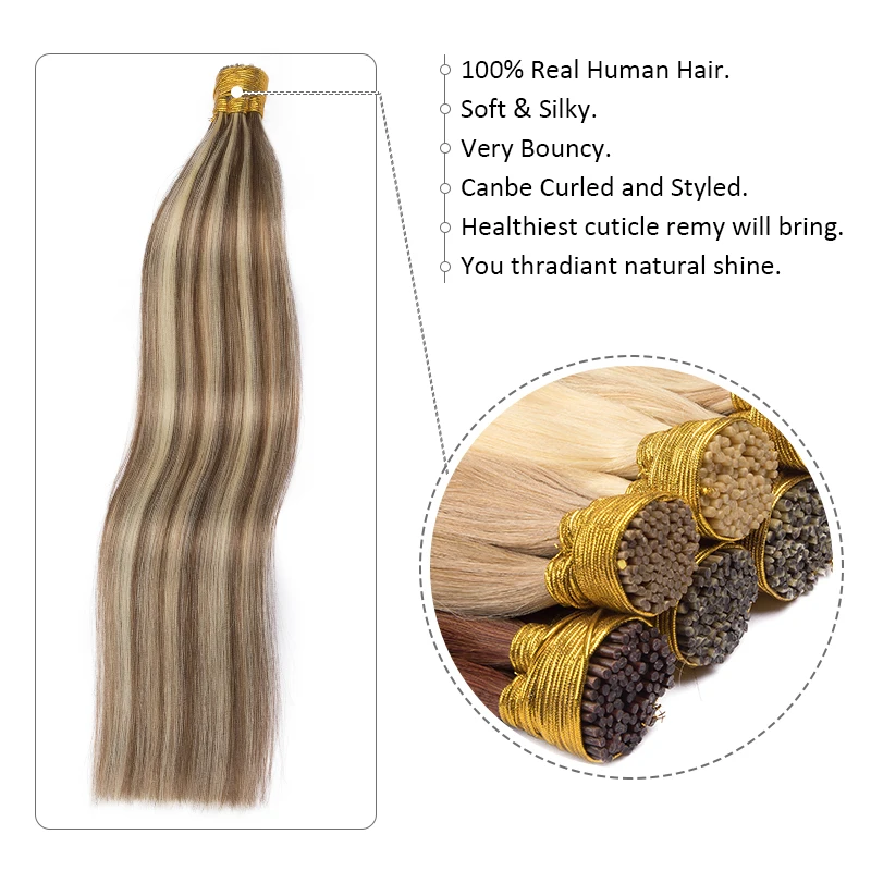 ITIP Hair Extension Human Hair for Women Straight Real Brazilian Human Hair 50 Strands Pre-bonded Highlight ITIP Hair Extensions - Image 2
