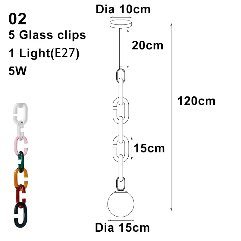 Cerine Chandelier Creative Chain Chandelier design colorful Glass chandelier Living Room Bedroom Home dining room lighting - Image 12