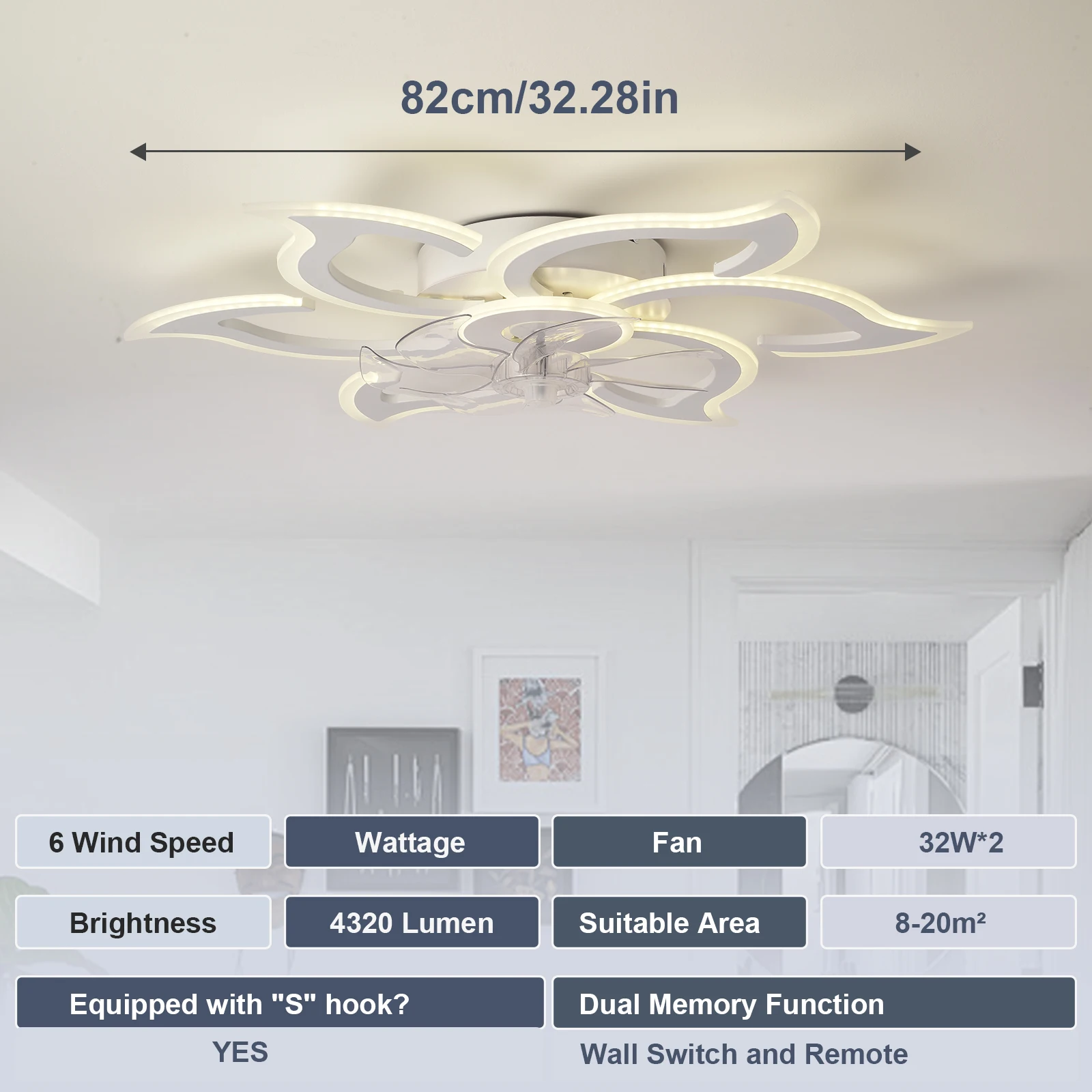 ceiling fan  light and remote control, modern embedded ceiling fan, ceiling light, small ceiling fan for bedroom and kitchen - Image 5
