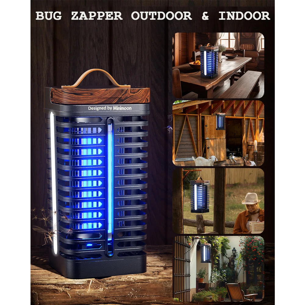 Minimoon Bug Zapper Outdoor with Dual LED Lights 15W Mosquito Zapper 4200V Electric Fly Trap IPX4 Fly Zapper for Backyard Patio - Image 5