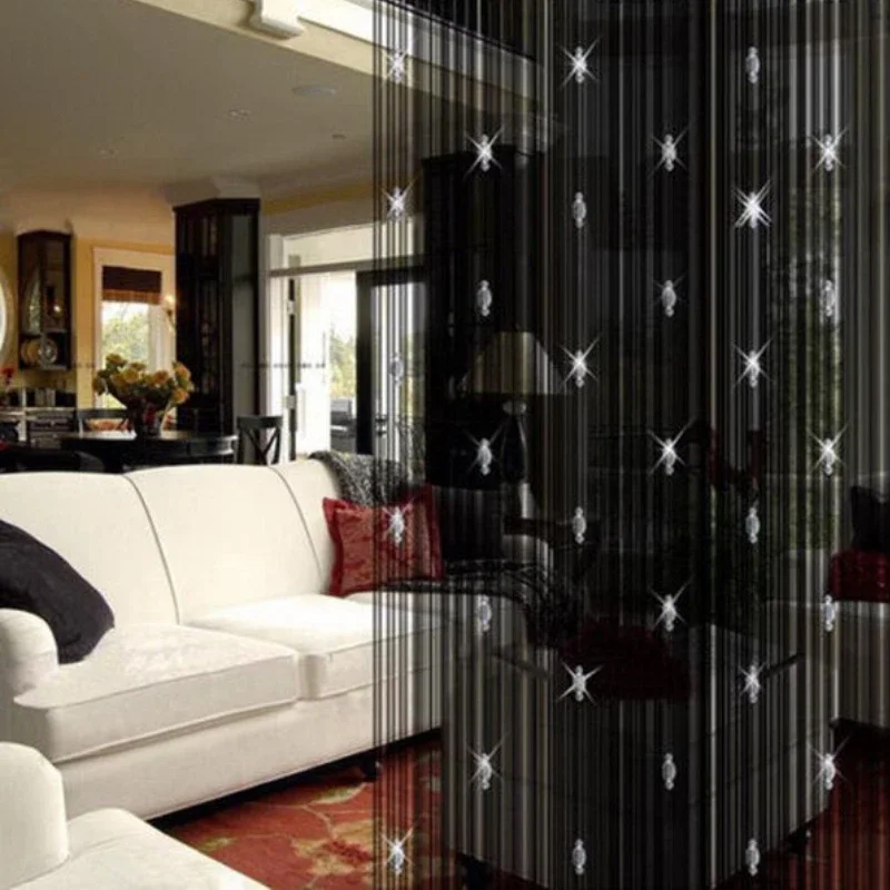 Black Window Curtain 3 Bead Curtain Crystal Divider Decorative String Modern Curtains For Door Window Room Hot Sale N29 - Image 4