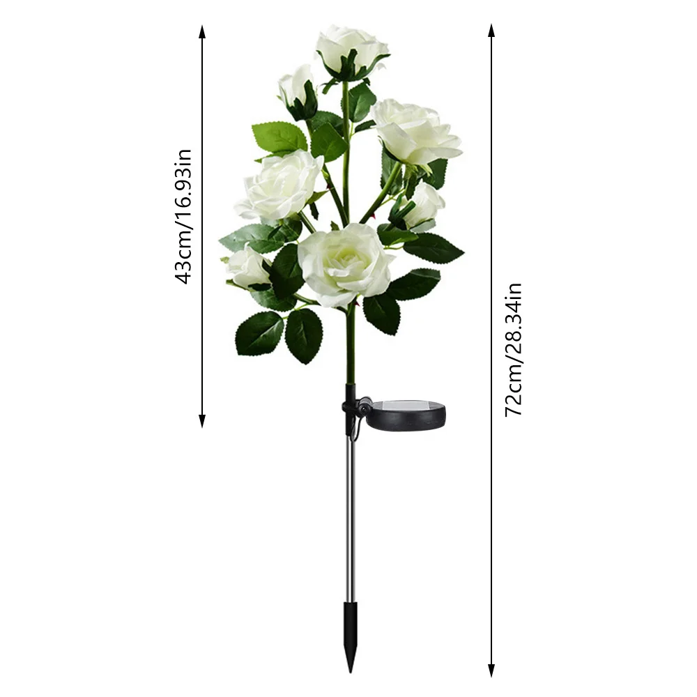 5 Head LED Solar Simulation Rose Flower Solar LED Light Garden Yard Lawn Night Lamp Landscape Garden Home Decoration Flowers - Image 5