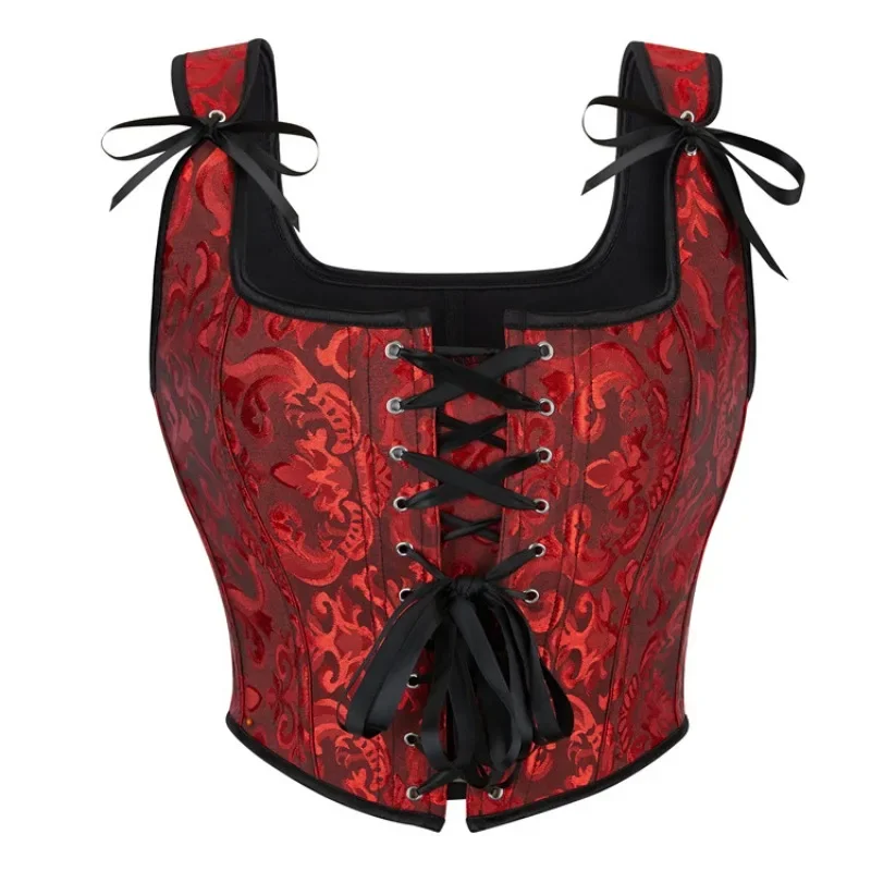 Vintage Jacquard Overbust Corset Women Crop Top Sexy Bustier Vest Tank Plus Size Gothic Brocade Victorian Corselet - Image 4