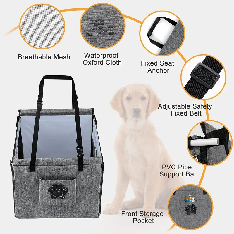 Car Pet Seat Stable Carriers Dog Accessories Safe Portable Puppy Travel Baskets Mesh Protector Waterproof Outdoor Pet Supplies - Image 3