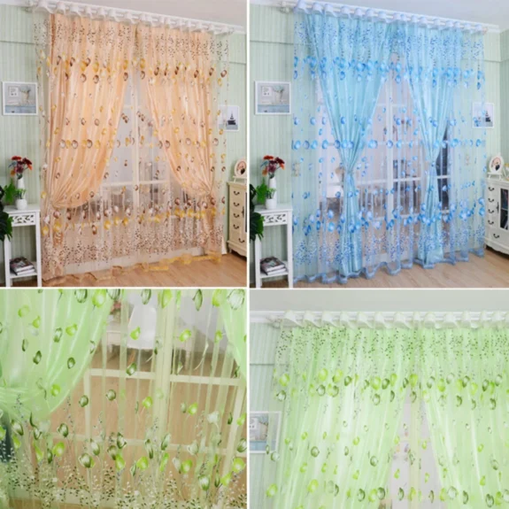 Tulle Curtains Simplicity Living Room Bedroom Kitchen Soft Comfortable Fabric Transmitting Window Curtains Household Supplies