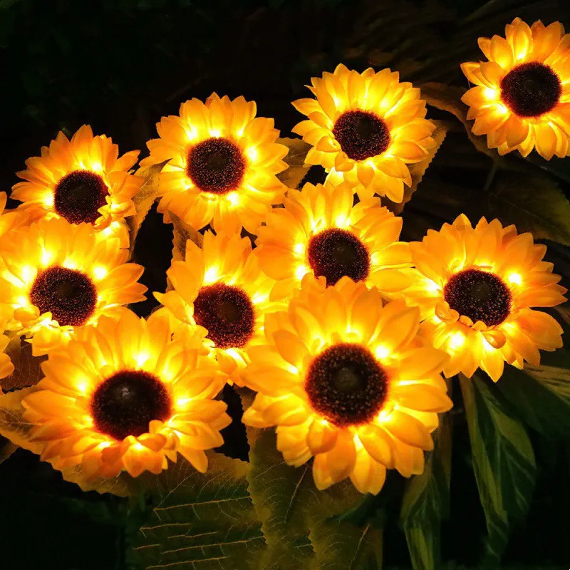 Outdoor Garden Yard Lawn Light Fairy Lights 1/3 Head LED Solar Sunflower Lawn Lights Landscape Garden Home Wedding Decoration - Image 3