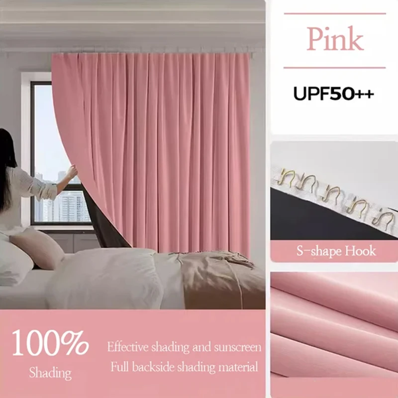 Blackout Curtains High Shading Bedroom Window Curtain With Hook Balcony Sun Protection Living Room Partition Privacy Drapes - Image 8