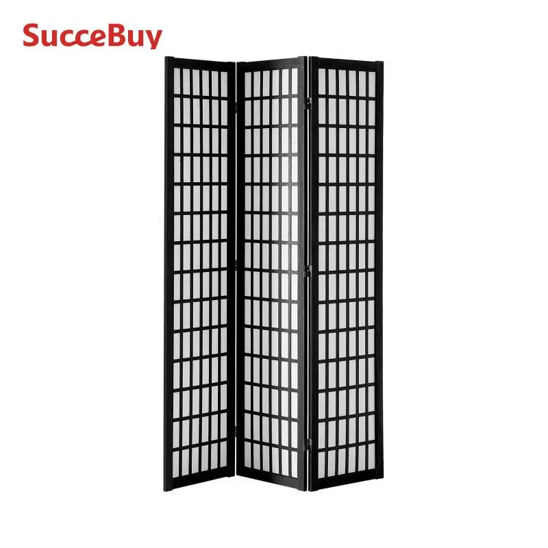 SucceBuy 3/4/6 Panel Wood Folding Privacy Screen Portable Decoration Screens for Room Separation Home Office Restaurant&Bedroom