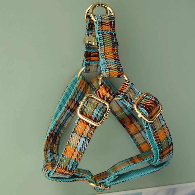 Grid Self-Design Dog Harness  For Small Medium Big Dogs Free Engraved Name ID Tag Christmas Dog Collars For Chihuahuas Grid 13