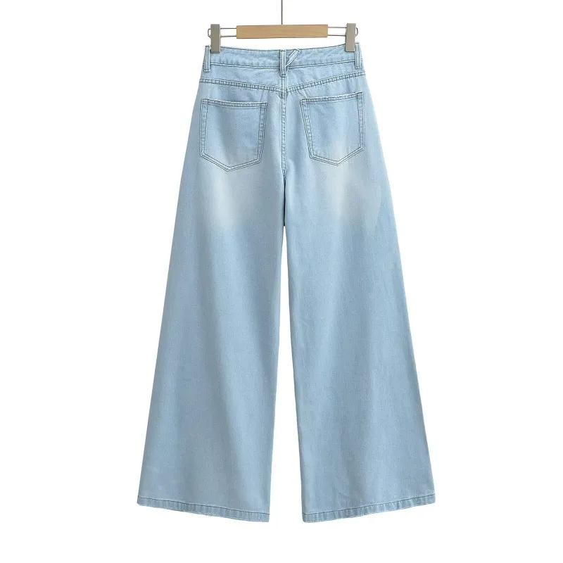 TRAFZR Women's Denim Pants Baggy Jeans Y2k Vintage Flared Wide New Low Waist Rise Oversize Pant Harajuku Fashion Woman Trousers - Image 6