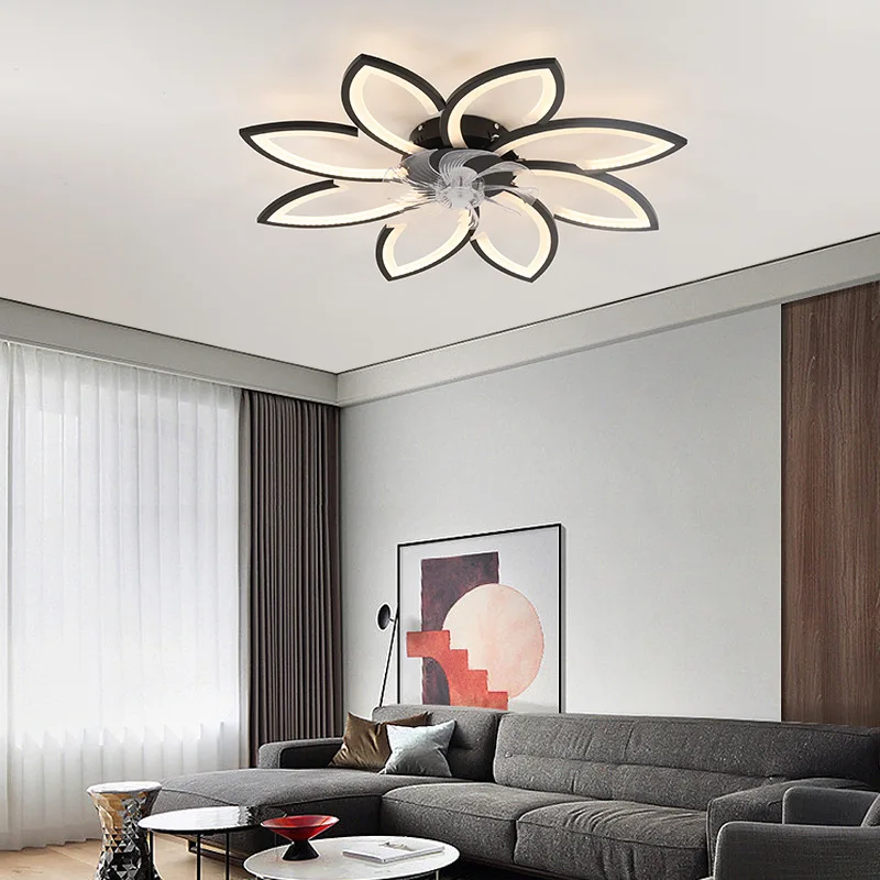 Petals LED Ceiling Lamp Ceiling Fans With Light Bedroom Dining Table Fan Lamp Ventilator Remote Control 220V Black Light Fixture - Image 6