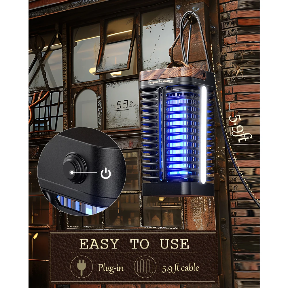 Minimoon Bug Zapper Outdoor with Dual LED Lights 15W Mosquito Zapper 4200V Electric Fly Trap IPX4 Fly Zapper for Backyard Patio - Image 4
