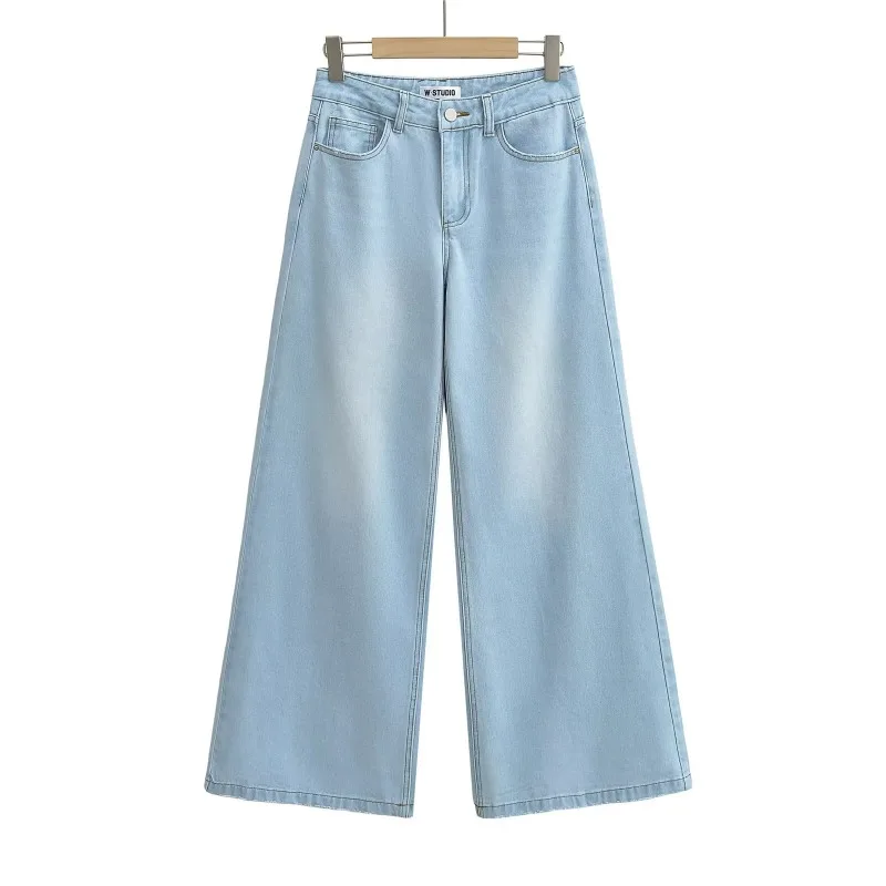 TRAFZR Women's Denim Pants Baggy Jeans Y2k Vintage Flared Wide New Low Waist Rise Oversize Pant Harajuku Fashion Woman Trousers - Image 2