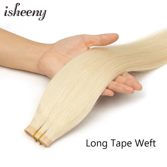 Blonde Long Tape Weft Human Hair 12 16 20 inches PU Skin Weft Hair Extensions 40g 50g Not Pre Taped Hair Bundles Salon Hair