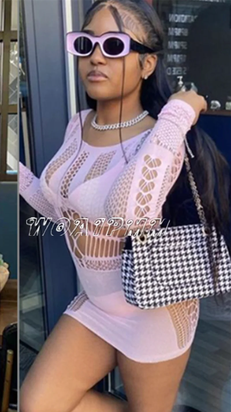 Sexy Fishnet Mini Dress Short Skirt Club Ladies 2024 Summer Bodycon Dress Evening Party Tight Mini Women Dress Lingeries - Image 10